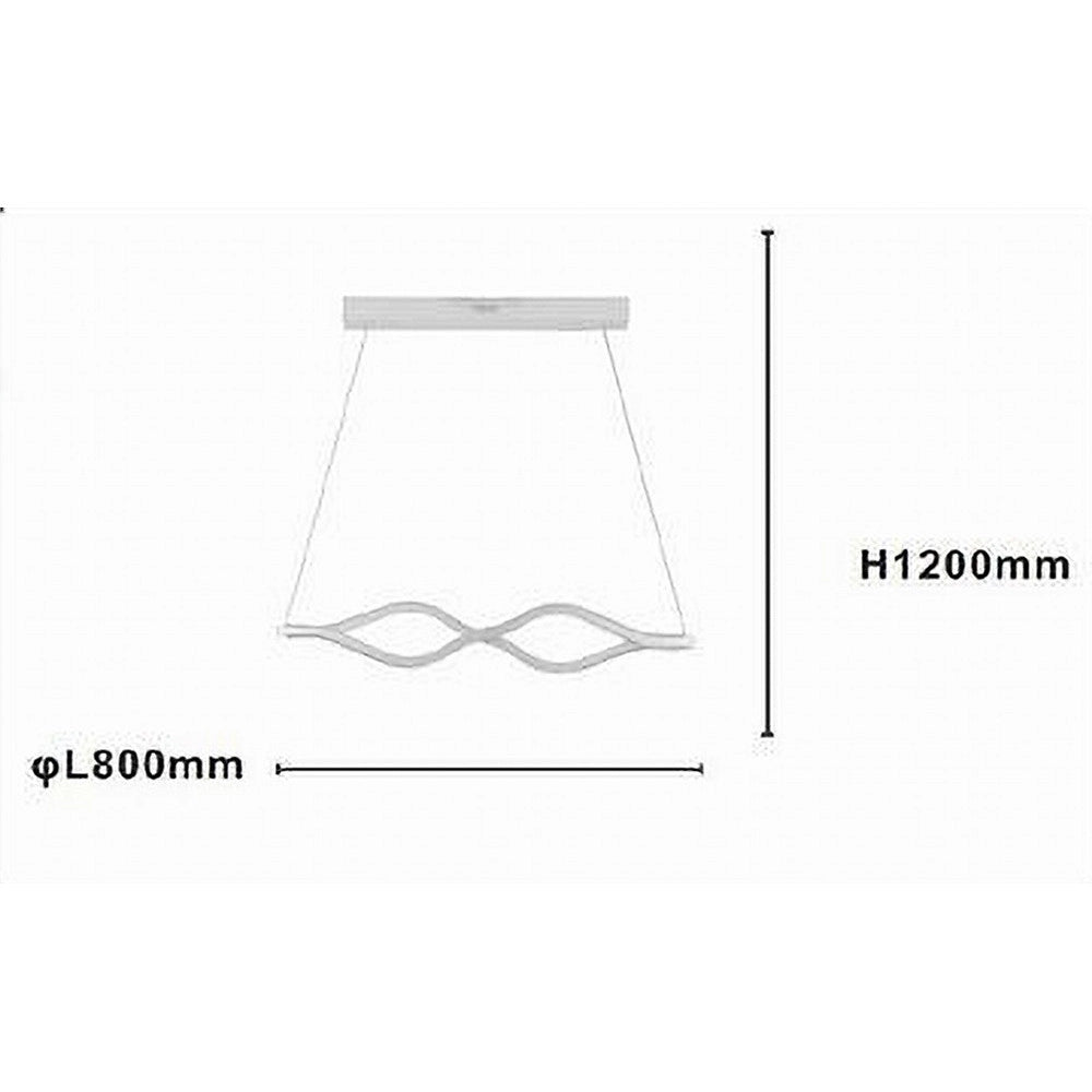 Trade Shop - Lampadario A Sospensione Led 58 W Onda Infinito Cristallo Ondulato Bianco 32125 -