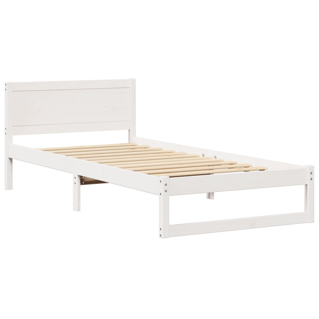 Struttura Letto Bianca Legno Massello di Pino 75 x 190 cm