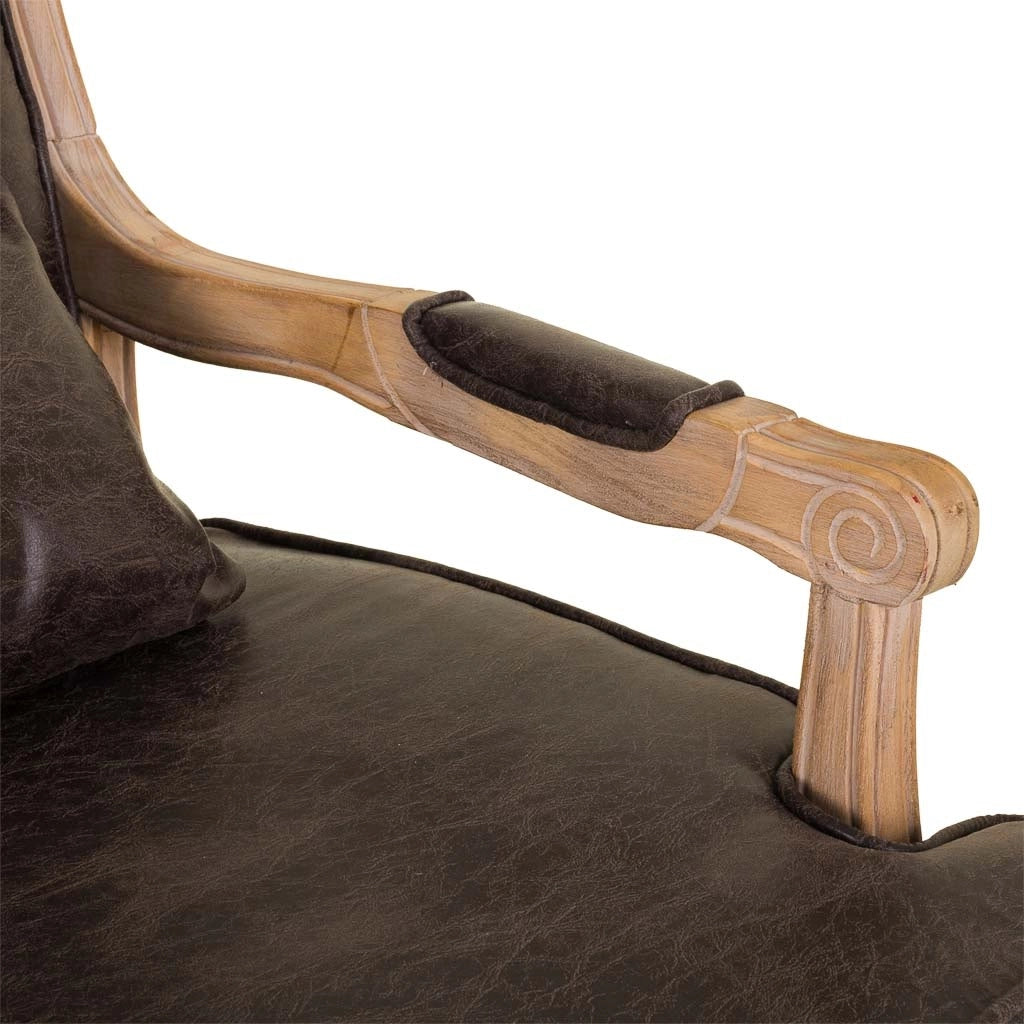 Poltrona in legno imbottita marrone 64x72x92h