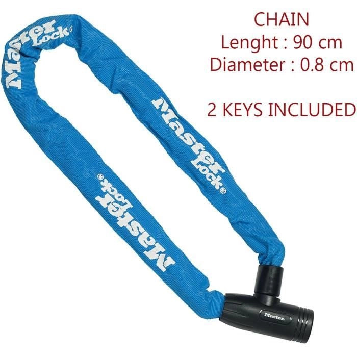 MASTER LOCK Catena antifurto per bicicletta [Chiave] - Ideale per biciclette, biciclette elettriche, ATV e altri