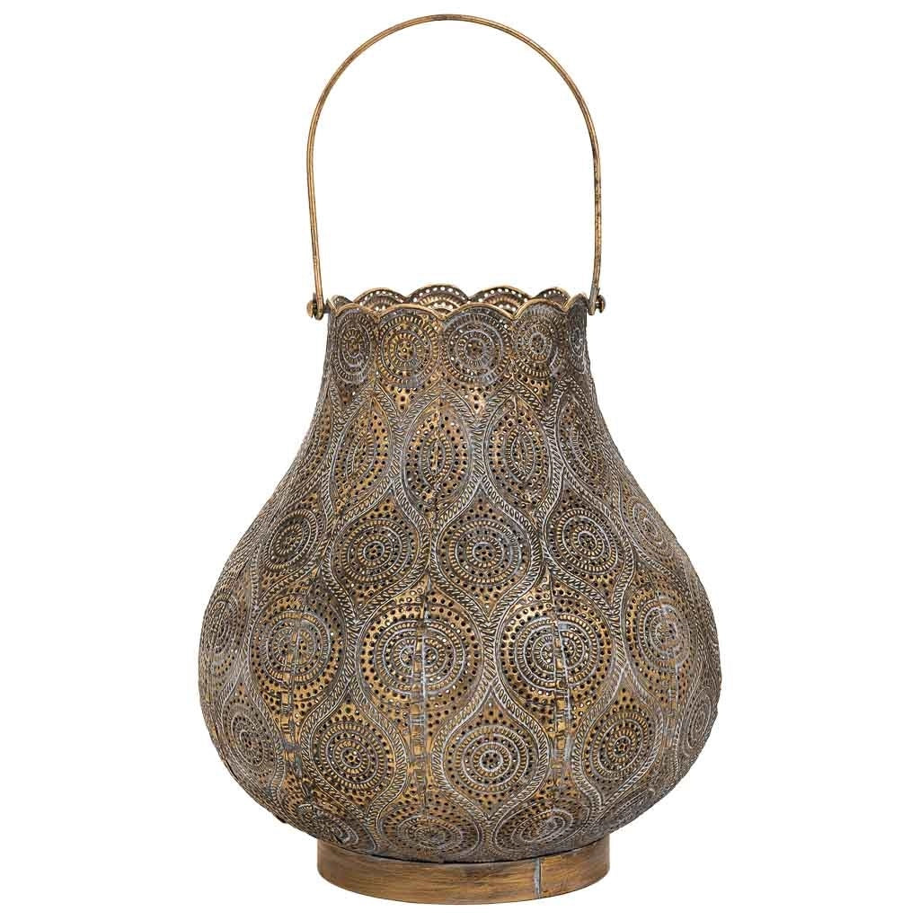 Portacandele in metallo marrone 25,5x25,5x28h cm