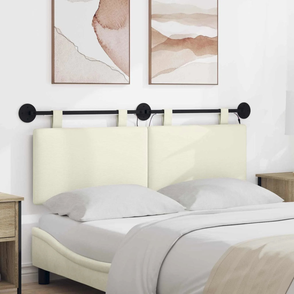 Testiera sospesa Con luce LED Crema Tessuto in Cords