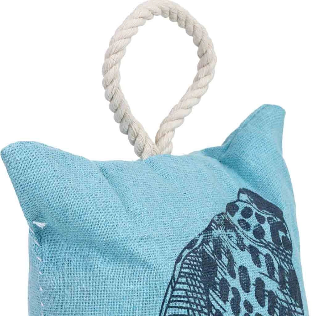 Fermaporta in cotone con conchiglia blu 12x12x25h cm