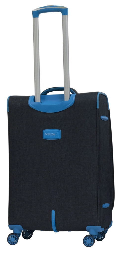 Set 3 Valigie Trolley Morbide in Poliestere 4 Ruote TSA Ravizzoni Nettuno Nere