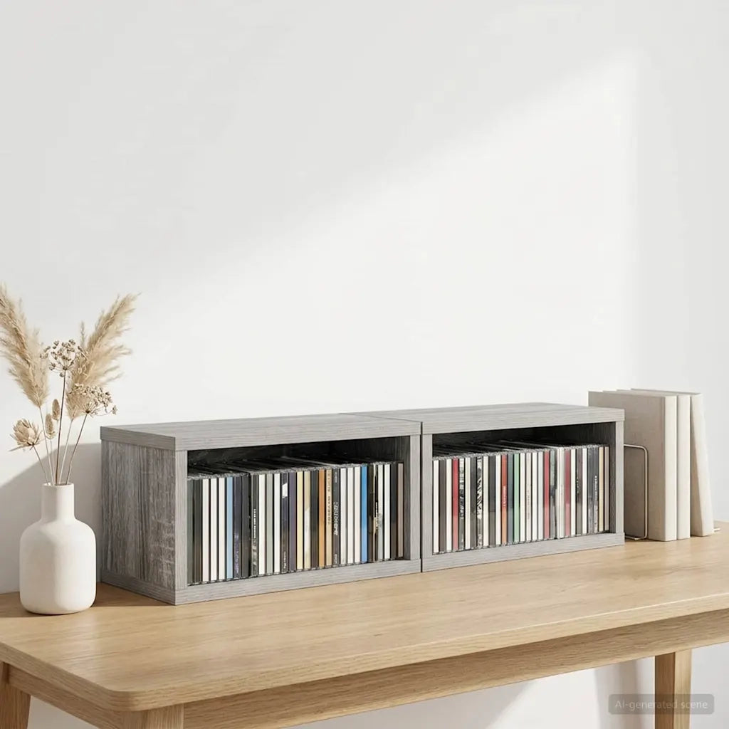 Rack per Stoccaggio CD 2 pz Sonoma grigio 40 x 17 x 17 cm 8012722