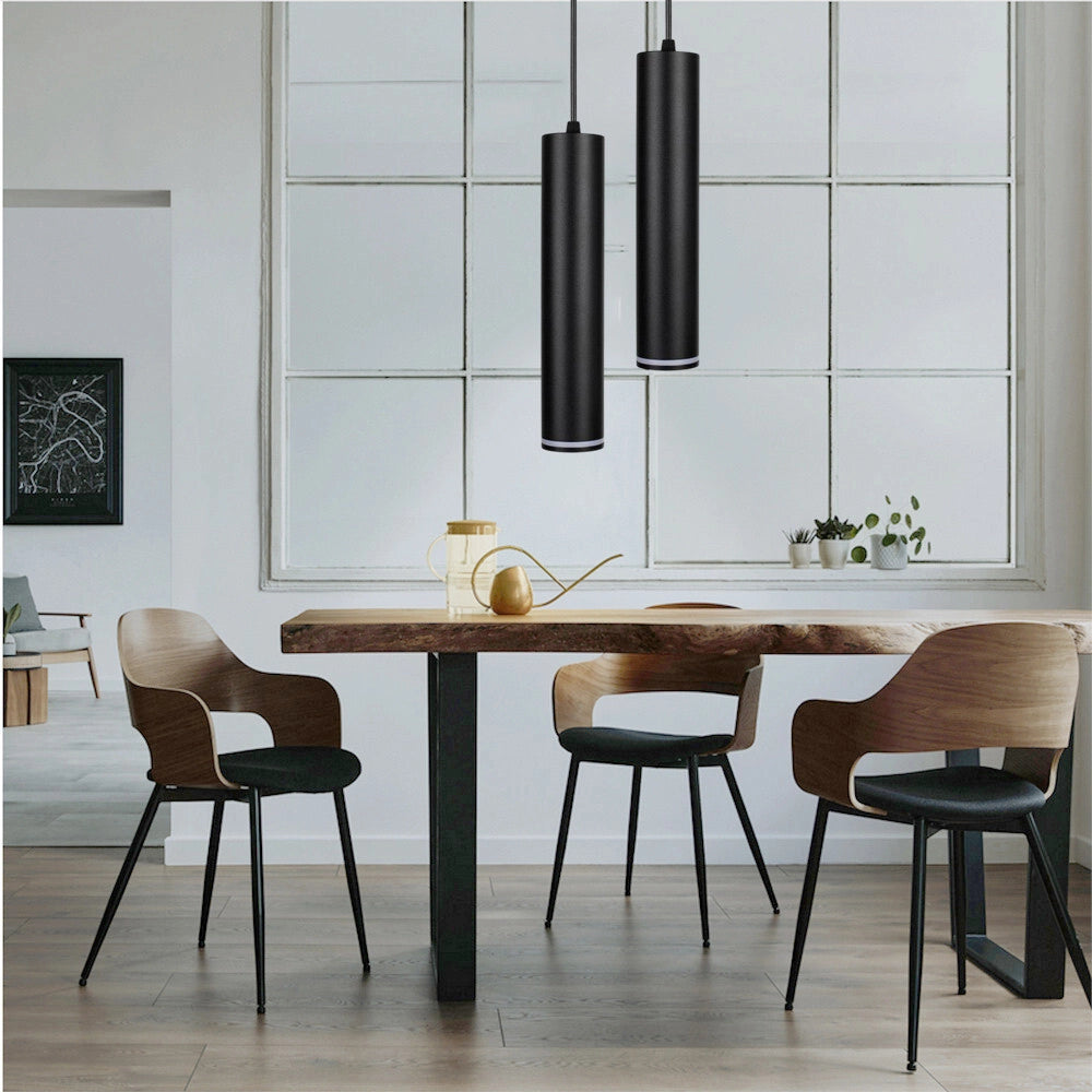 Trade Shop - Lampadario A Sospensione Da Soffitto Forma Cilindrica Lampada Pendente Attacco Gu10 Sp-01 - Nero