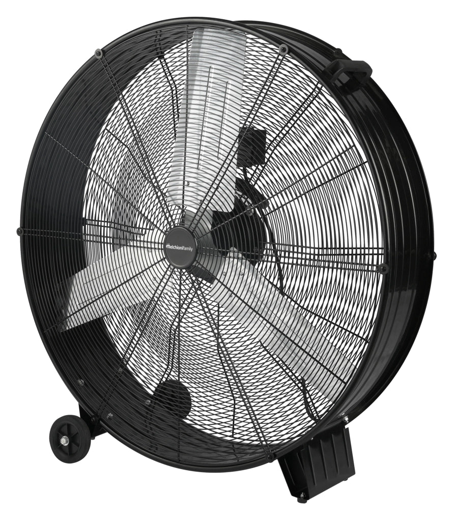 MelchioniFamily MF2590IND Ventilatore Industriale 90 cm con Ruote Ultra Potente 360W 3 Velocità 3 Pale in Alluminio Portatile con Maniglia Ventilatore Professionale per Capannoni Officine e Magazzini