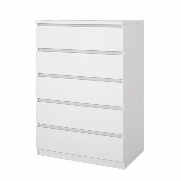Cassettiera in Kit Bianca 77 x 50 x h 111 cm a 5 Cassetti con Guide in Acciaio Naia