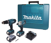 Kit Trapano avvitatore c/percussione+Avvitatore impulsi 18V Litio Makita DK18015