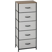 Cassettiera 5 cassetti tessuto pieghevole ¨C zephmum ¨C grigio acciaio 45x30x116 cm
