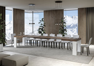 Tavolo Allungabile 180/440x90x77 cm Roxell Mix piano Noce gambe Bianco Frassino