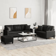 Set di Divani 3 pz con Cuscini Nero in Similpelle 3201393