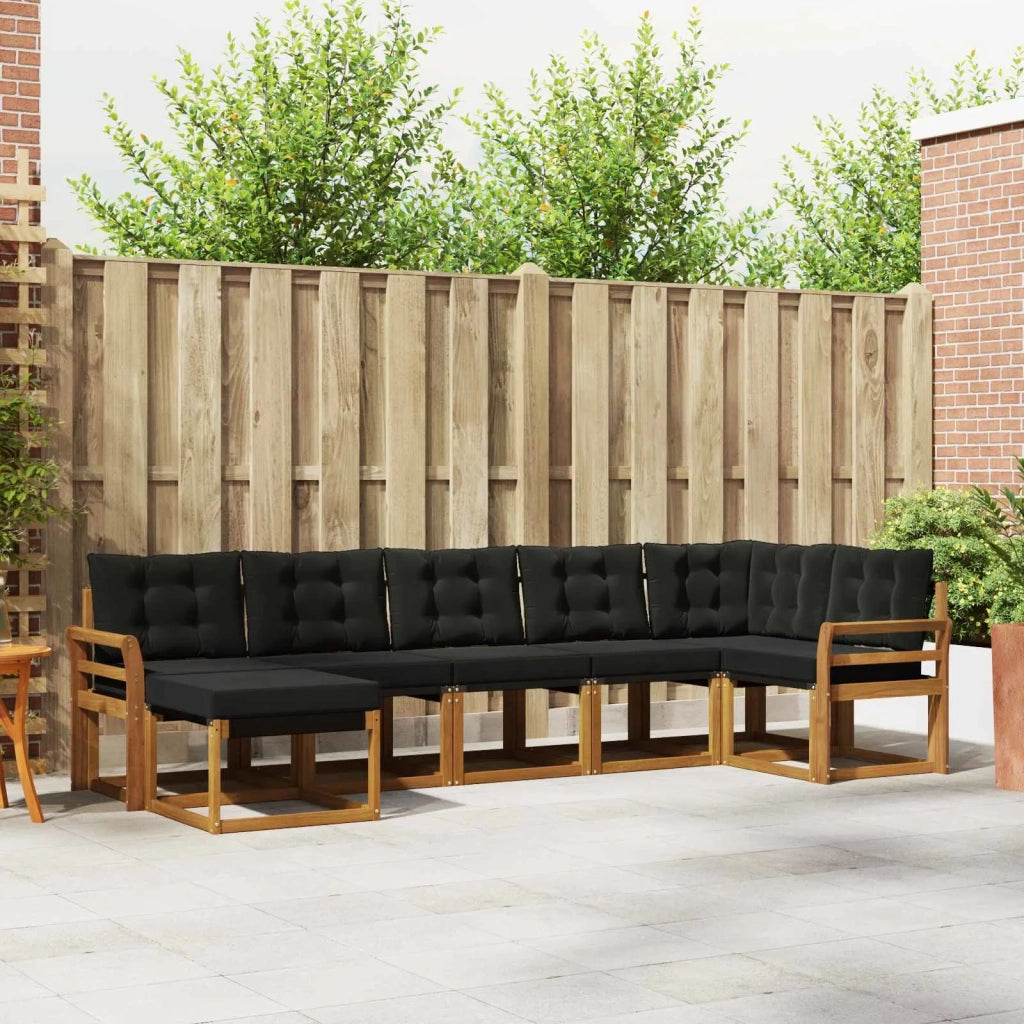 Set di divani da esterno con cuscino 7 pcs Naturale e Nero 3368883