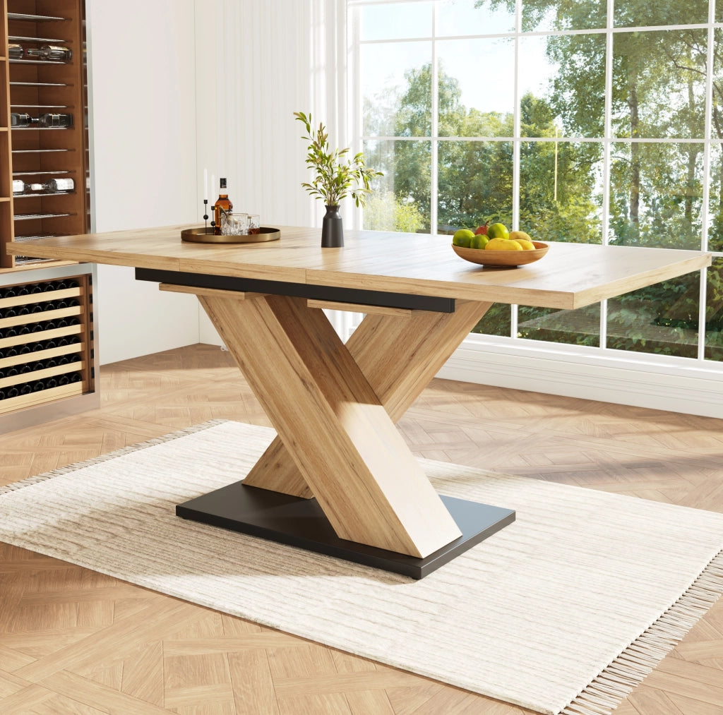 Tavolo allungabile 119x80x75 cm; piano estensibile per 6-8 persone; MDF; colore naturale