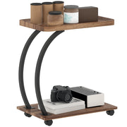 Tavolino con Ruote Forma C ¨C Xylo ¨C Marrone e Nero 52x34x60 cm