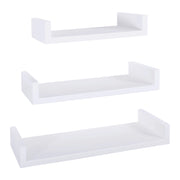 Set di 3 Mensole da Muro Modello CALAMITA MAXI, Mensole Muro Design, Mensola da Parete. Misure 60x8 p23.7 cm, 50x8 p23.7 cm e 40x8 p23.7 cm. Finitura   BIANCO - MADE IN ITALY