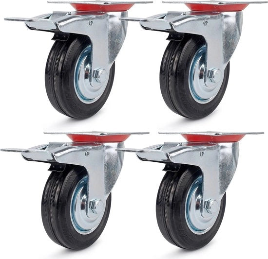 Ruote per mobili pesanti / Ruote per carrello per mobili - Ruote pesanti in gomma - Ruote a rotelle pesanti / Ruote per trasporto - 100kg