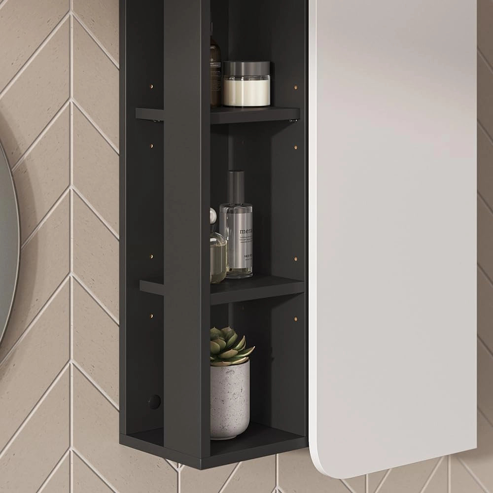 mobile bagno Karen, Antracite/bianco, 50 x 75 cm con porta e vani aperti
