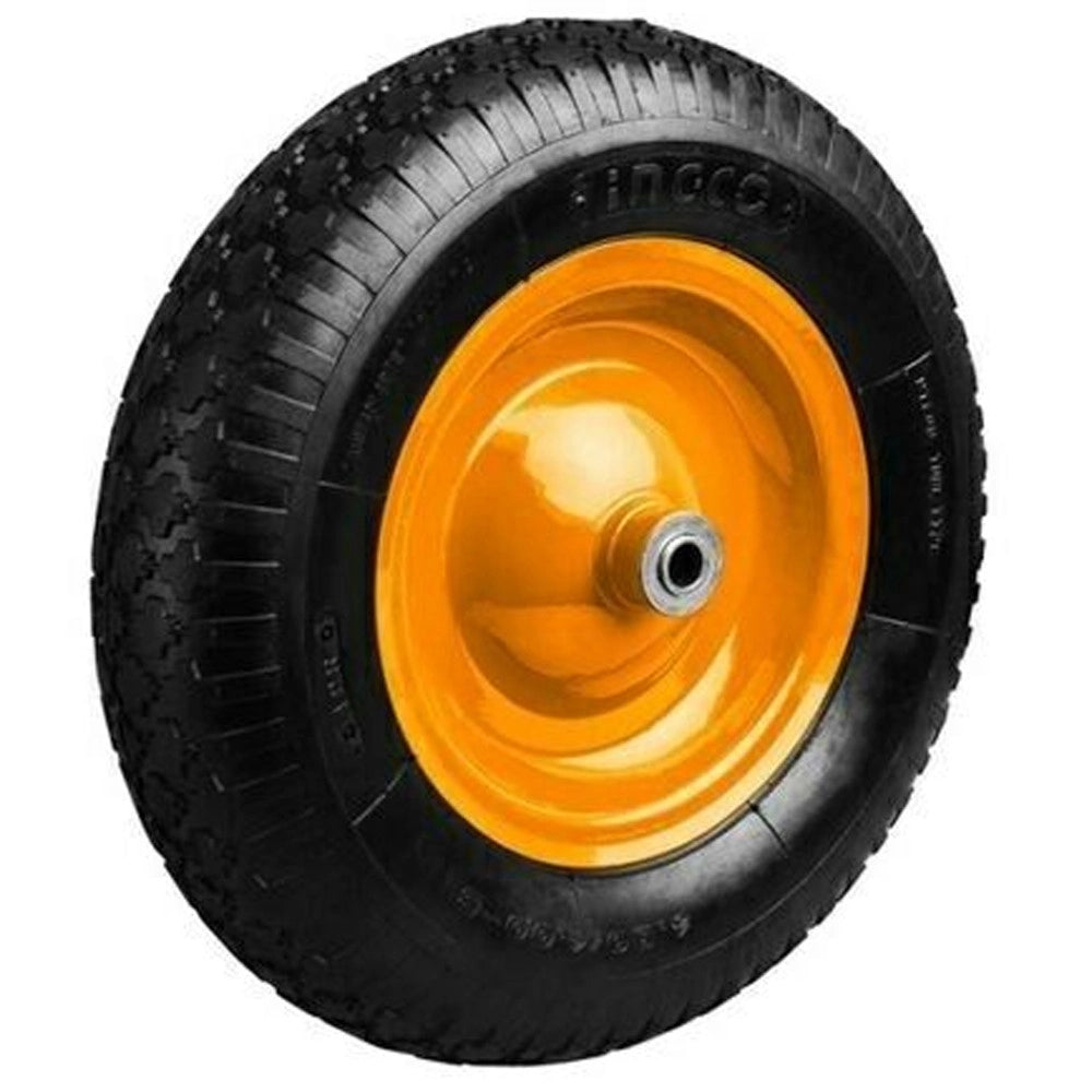 Trade Shop - Ruota Pneumatica Gommata Nera Con Cuscinetti Per Carrello Carriola 16" 4.00-8 -