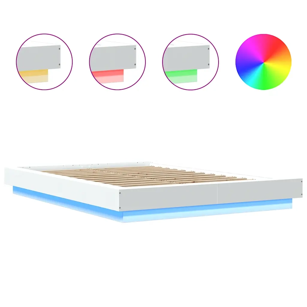 Giroletto con Luci LED Bianco 120x190 cm in Legno Multistrato