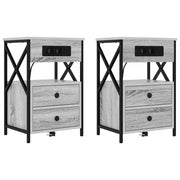 Set di 2 Comodini | Armadio da Notte | Mobiletto da notte Grigio Sonoma 40 x 31 x 60 cm