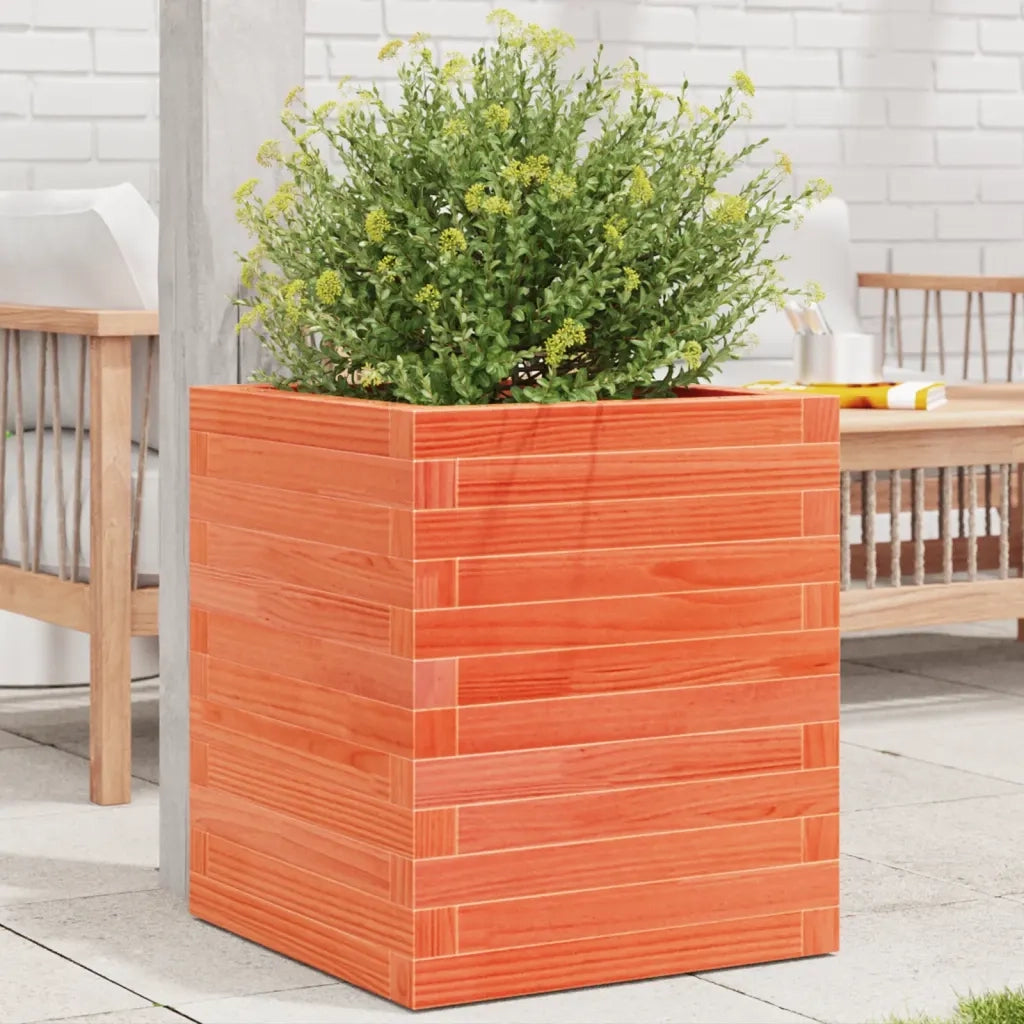 Fioriera Giardino-Vaso da Esterno-Contenitore per Piante Marrone Cera 40x40x46 cm Legno Massello Pino