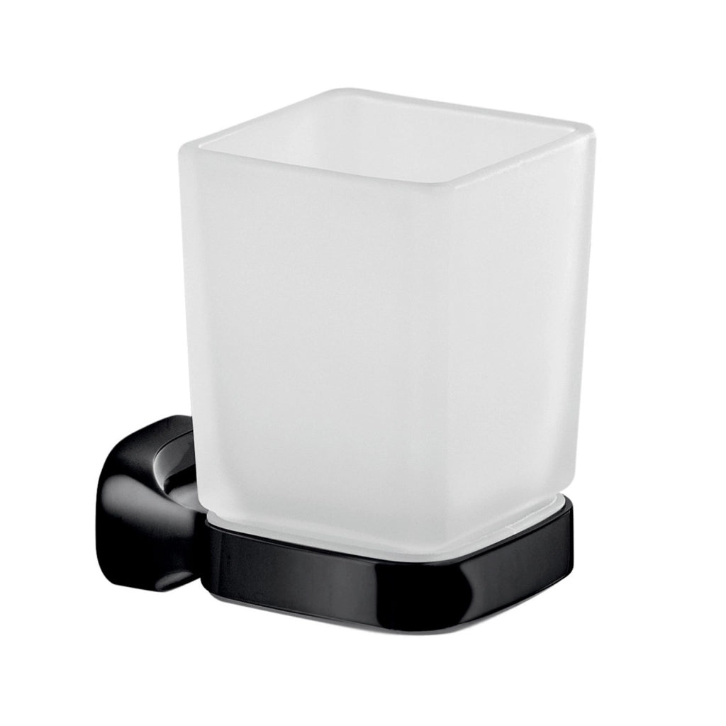 Portaspazzolini da muro in acciaio inox e Cromall ST10 Gedy serie STELVIO Nero Opaco