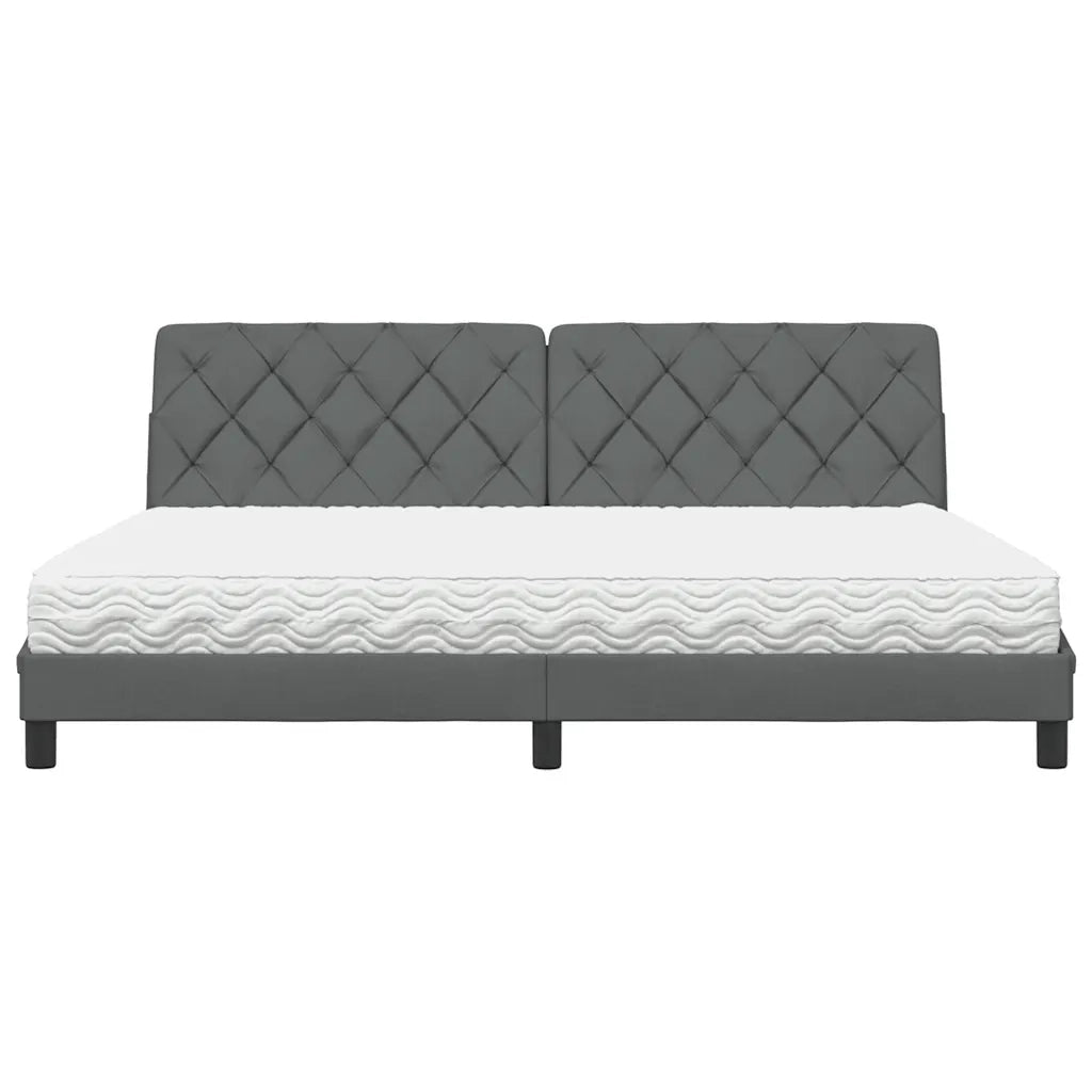 Letto con Materasso Grigio Scuro 200x200 cm in Tessuto 3310763