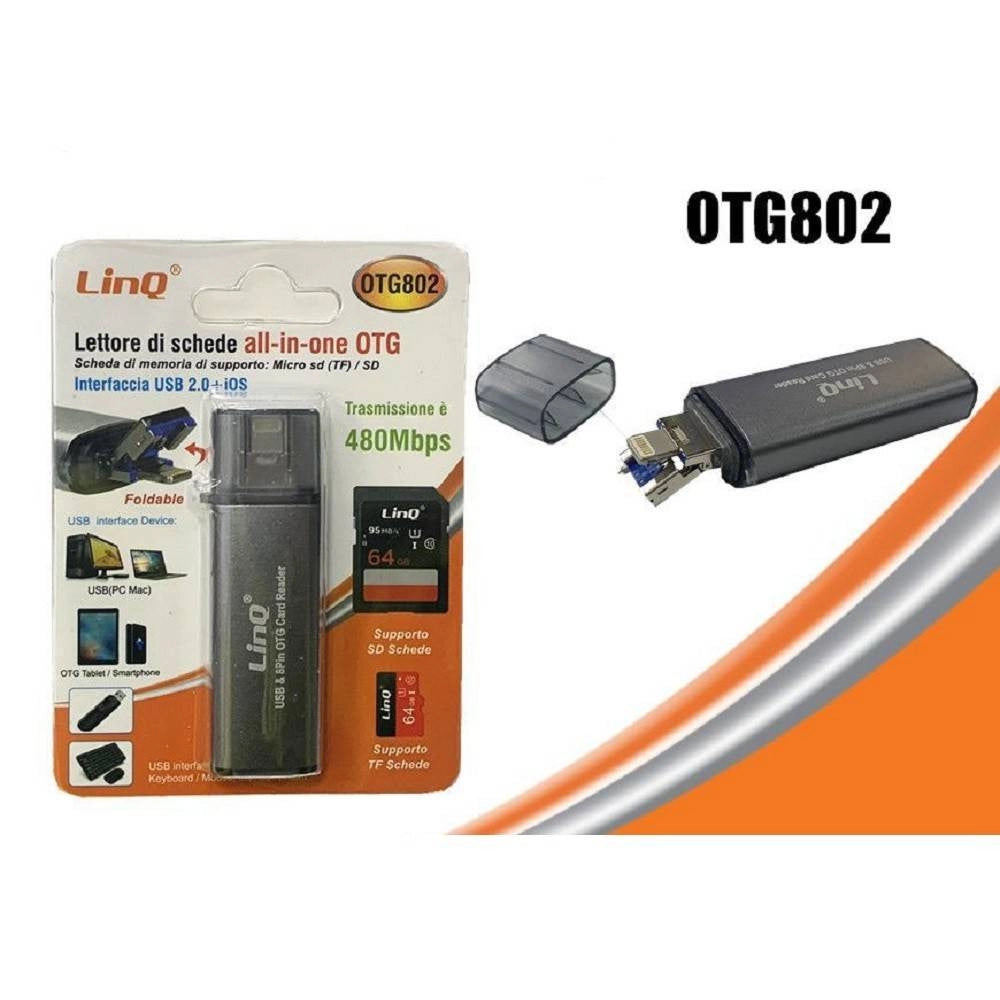 Trade Shop - Lettore Di Schede Sd Micro-sd 2in1 Lightning Usb Maschio Otg Usb Femmina Otg802 -
