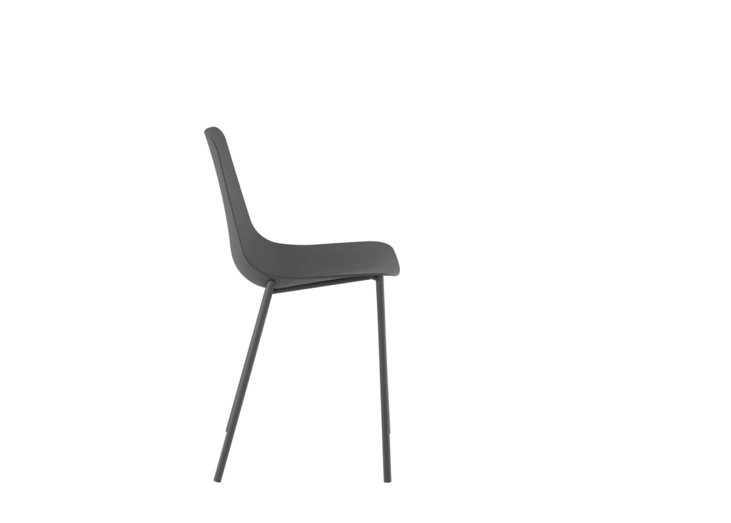 Sedia Frida Design Moderno in Polipropilene con Gambe in Metallo - Seduta Ergonomica per Arredo Interni Casa Ufficio - Grigio Scuro