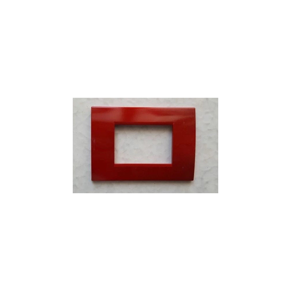 Trade Shop - Placca Placche Placchete Compatibili Living Light In Abs 3 4 7 Posti Colorate - Rosso Scuro -3 Fori     -