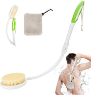 Scopa per doccia a setole morbide, aiutante per crema per il corpo scrubber, spazzola per il corpo con lunga asta flessibile e pieghevole per la cura della schiena per uomini e donne anziani