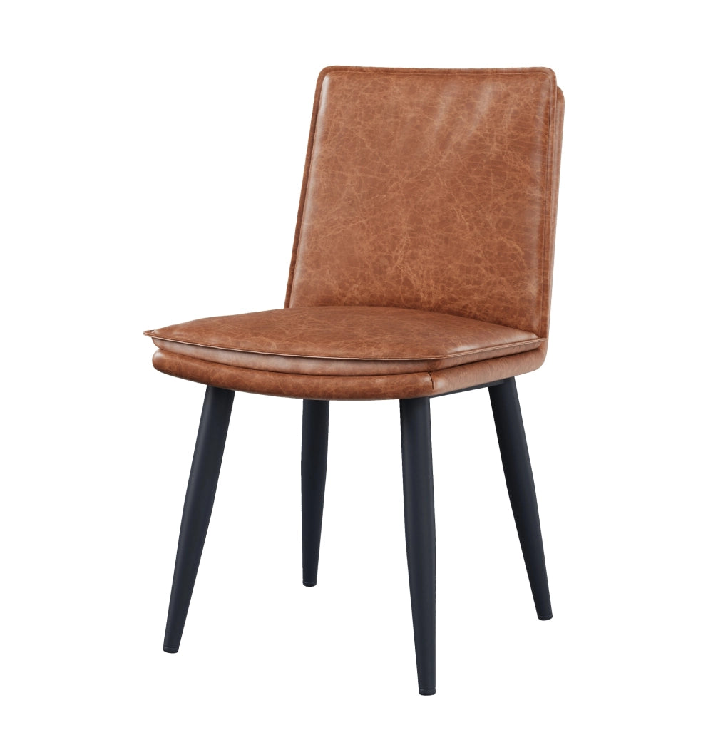 Set di 4 sedie da pranzo imbottite in PU con gambe in metallo marrone