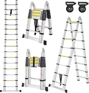 Scala Telescopica - Scala Telescopica a Vela - Altezza di Lavoro - Alluminio - Adatto per Uso Privato e Professionale - Scala Telescopica a Vela - Massima Carico 150 kg