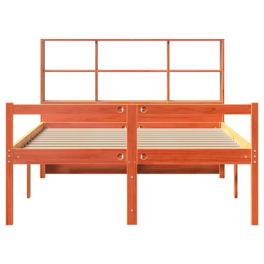 Letto Libreria senza Materasso Marrone Cera 140x190 cm Legno 3322030