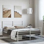 Giroletto con Testiera e Pediera Metallo Bianco 150x200 cm 352388