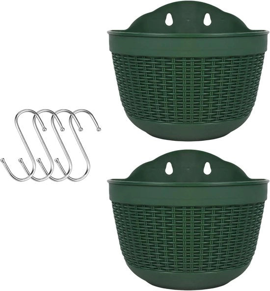 Hanger per piante, contenitori per piante appese all'esterno, fioriere in plastica per balcone, piante appese al muro, contenitori per piante con funzione di drenaggio e 4 ganci.