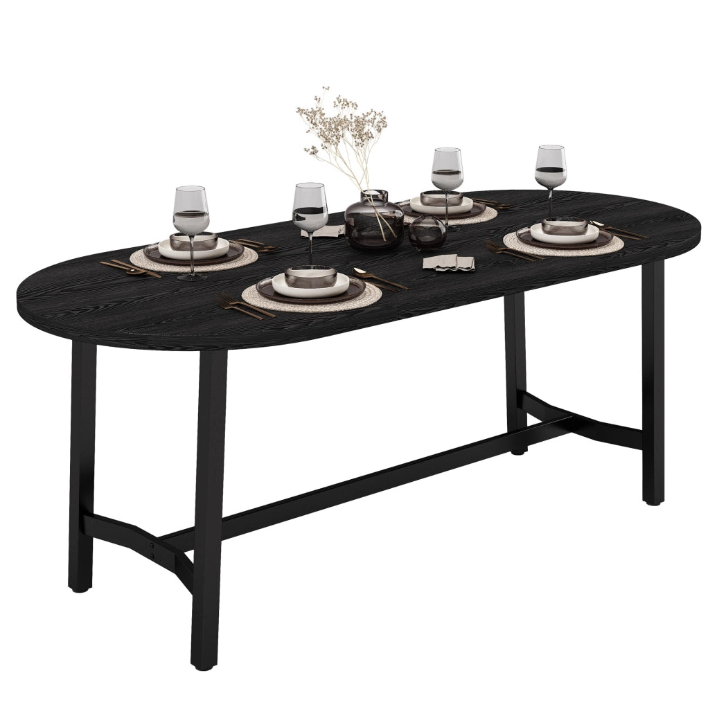 Tavolo da pranzo nero 180×80 cm con gambe in ferro