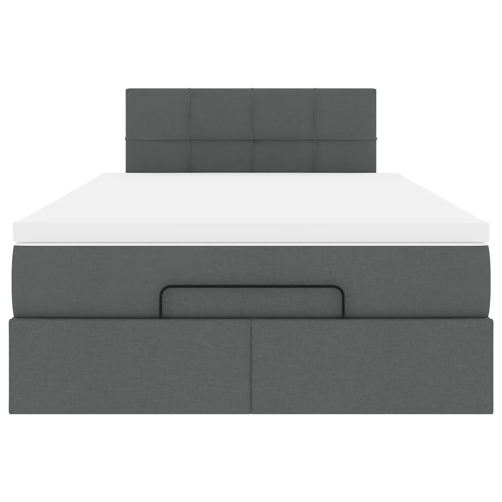 Pouf Letto con Materasso e LED Grigio Scuro 120x190 cm Tessuto 3312292