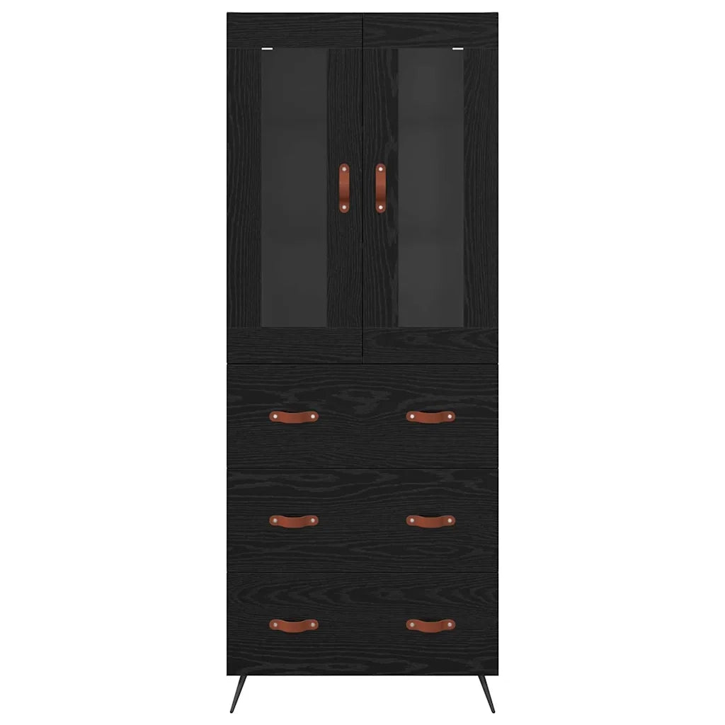 Armadietto alto con ripiano 2 pcs Rovere Nero Legno multistrato