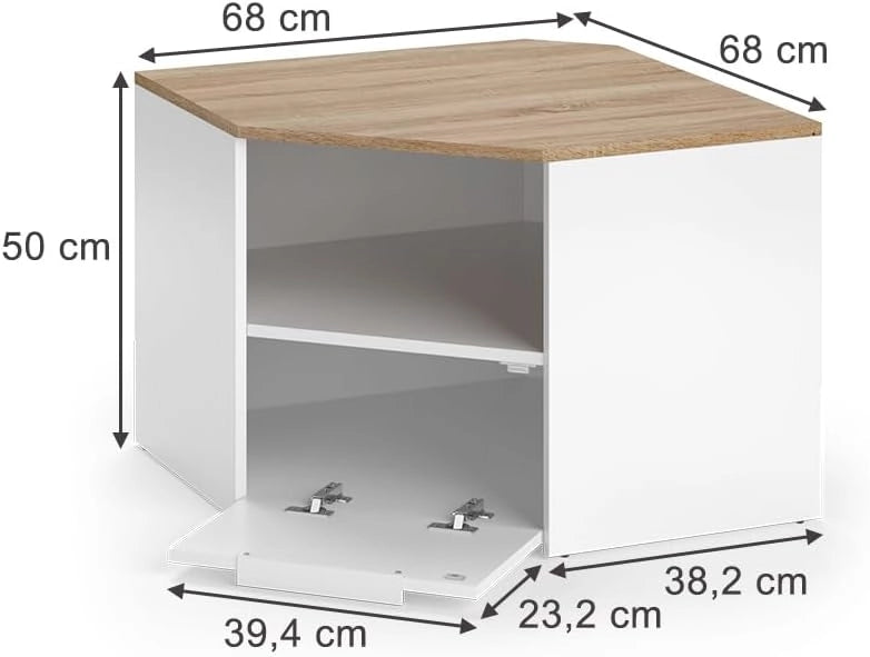 Mobile tv Wido, Bianco, 68 x 50 cm, adatto come supporto TV con ripiani aperti