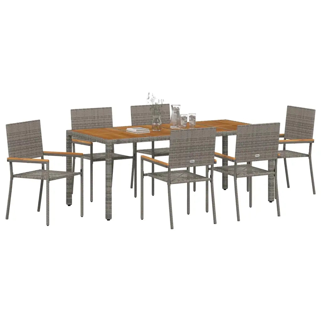 Set da Pranzo per Giardino 7 pcs Grigio polyrattan 3365411