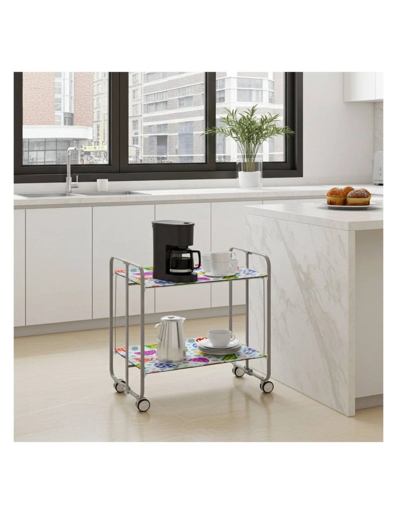 Carrello da cucina pieghevole grigio con ruote BAUHAUS 2 ripiani