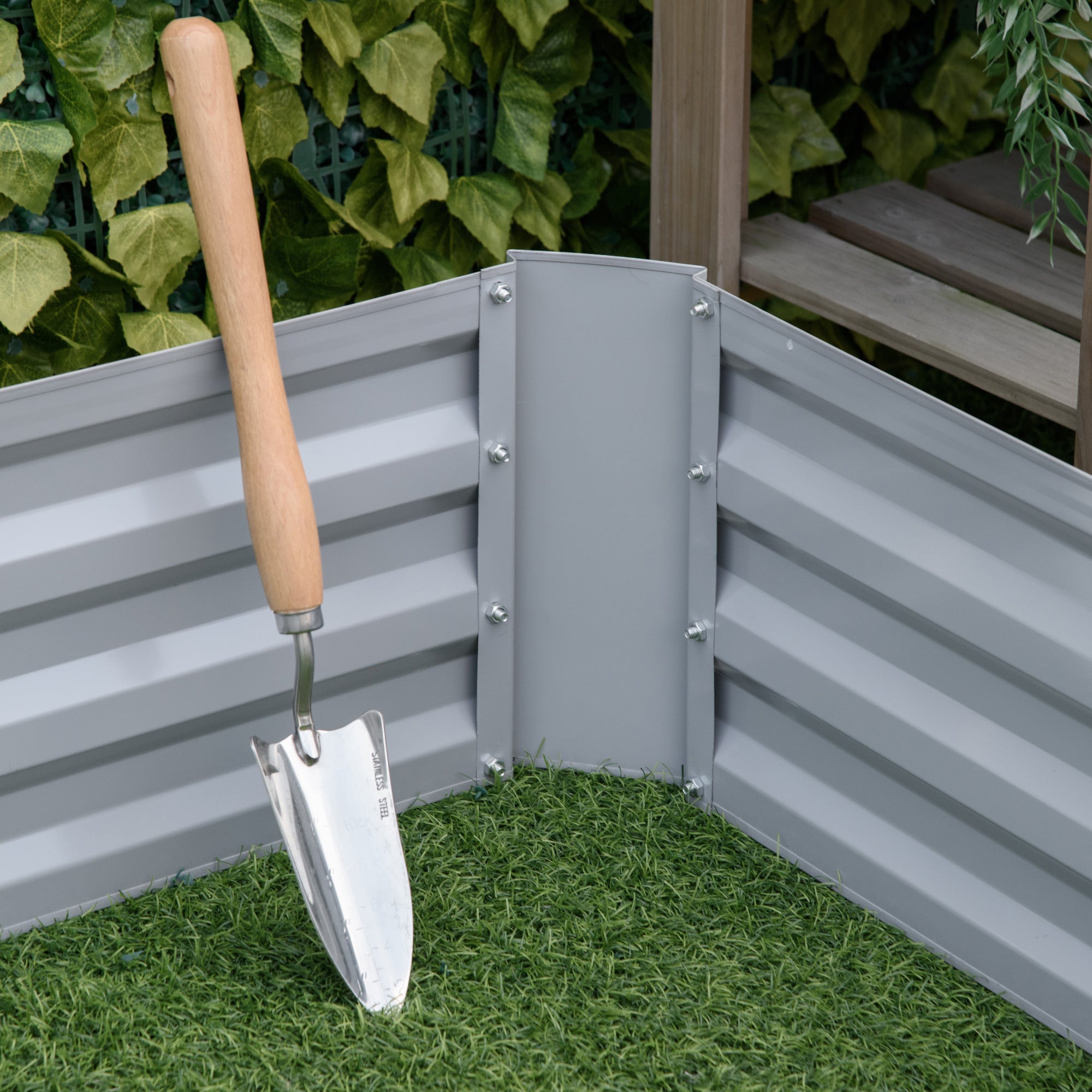 Set 2 Letti per Orto Rialzati 100x100x30 cm in Acciaio Grigio