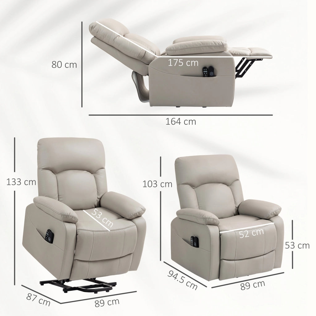 Poltrona Elettrica Reclinabile Massaggiante con Riscaldamento ¨C Zephmum ¨C Grigio 89x94.5x103 cm