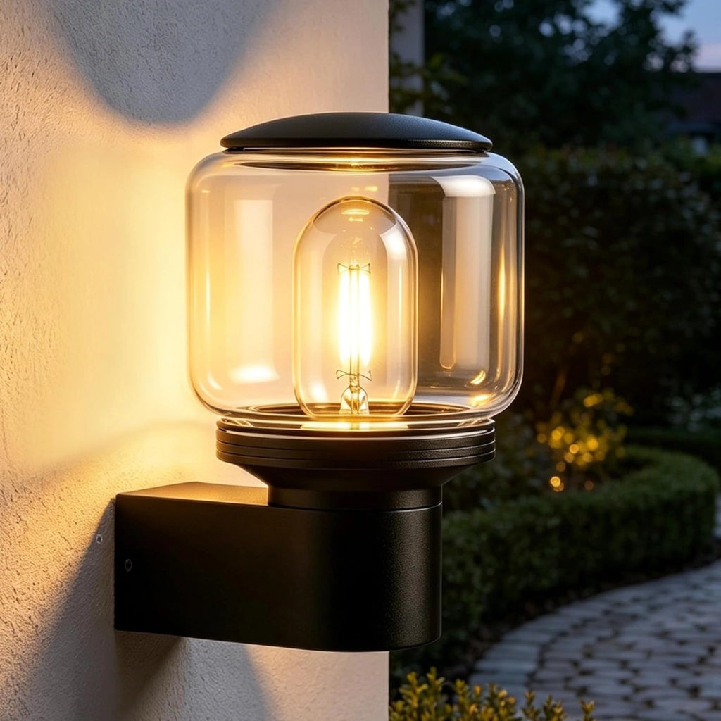ZMH Lampada da Esterno Interno E27 Max 40W Nero per Terrazza Balcone/Parete Giardino Senza Lampadina