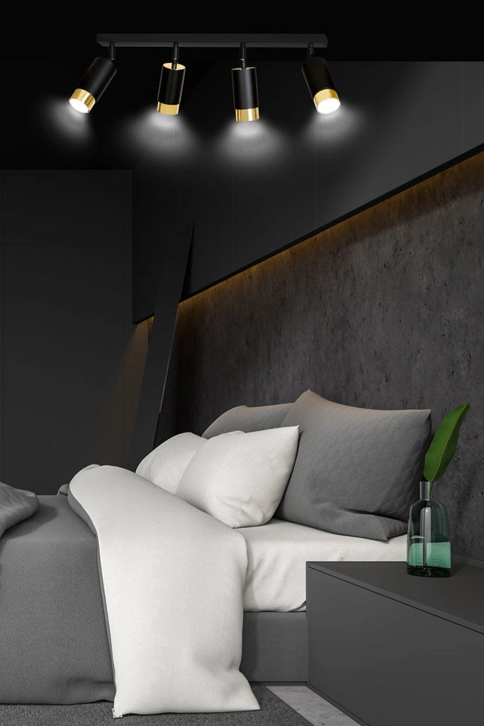 Plafoniera Emibig HIRO 4xGU10 metallo nero/ottone 60cm