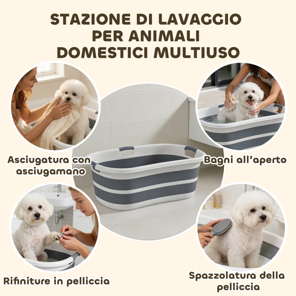 Vasca da Bagno Pieghevole per Cani ¨C zephmum ¨C Grigia