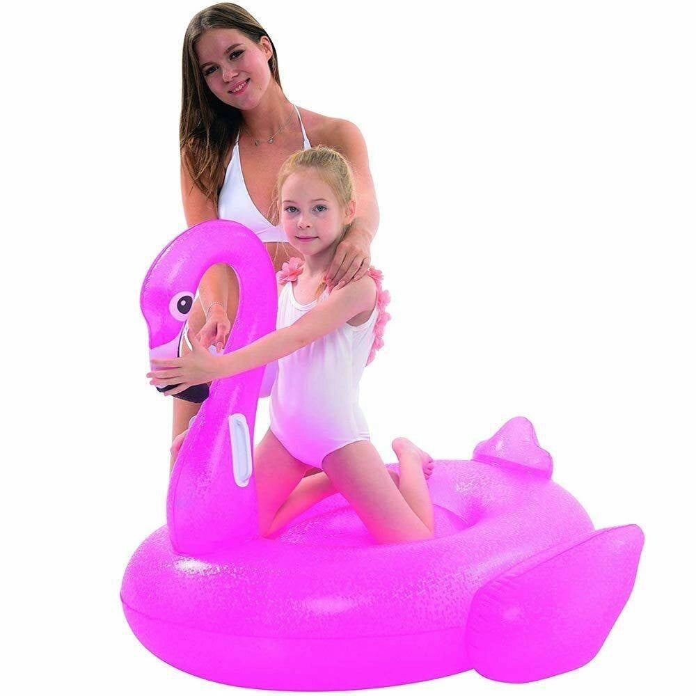 Trade Shop - Fenicottero Cavalcabile Gioco Gonfiabile Bambini 110x102cm Mare Piscina Spiaggia -
