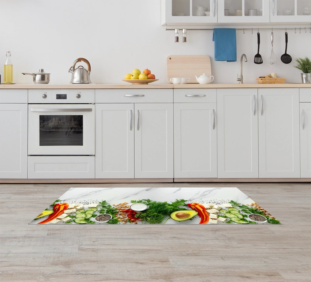 Tappeto Cucina Antiscivolo Made in Italy Passatoia Antimacchia Multiuso Corridoio Soggiorno Lavabile in Lavatrice - 50x200 - Marmo Avocado
